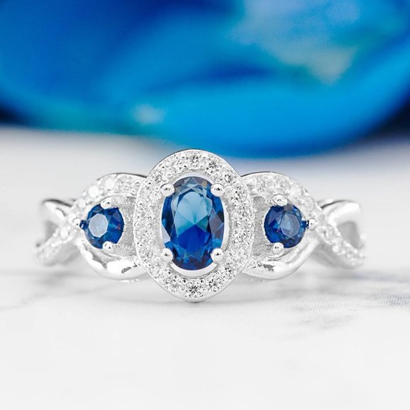 Blue Sapphire Gemstone ring, size 7, 925 Sterling Silver Charmed Aroma - Picture 5 of 5